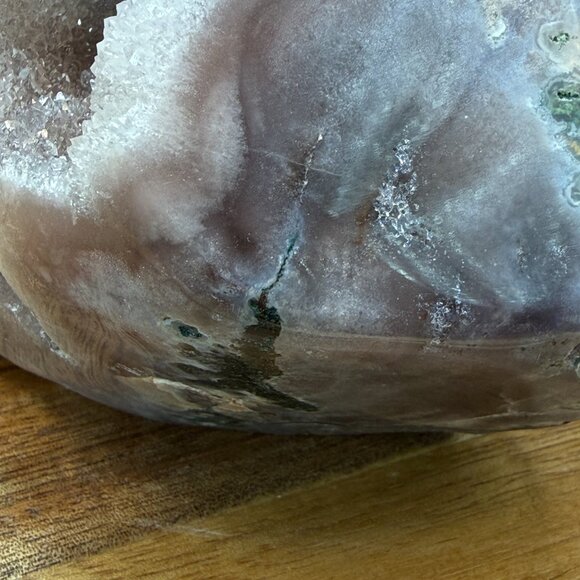 Pink Amethyst Sugar Druzy Free Form Specimen Crystal 1232g Moss Agate Geode - Picture 6 of 14